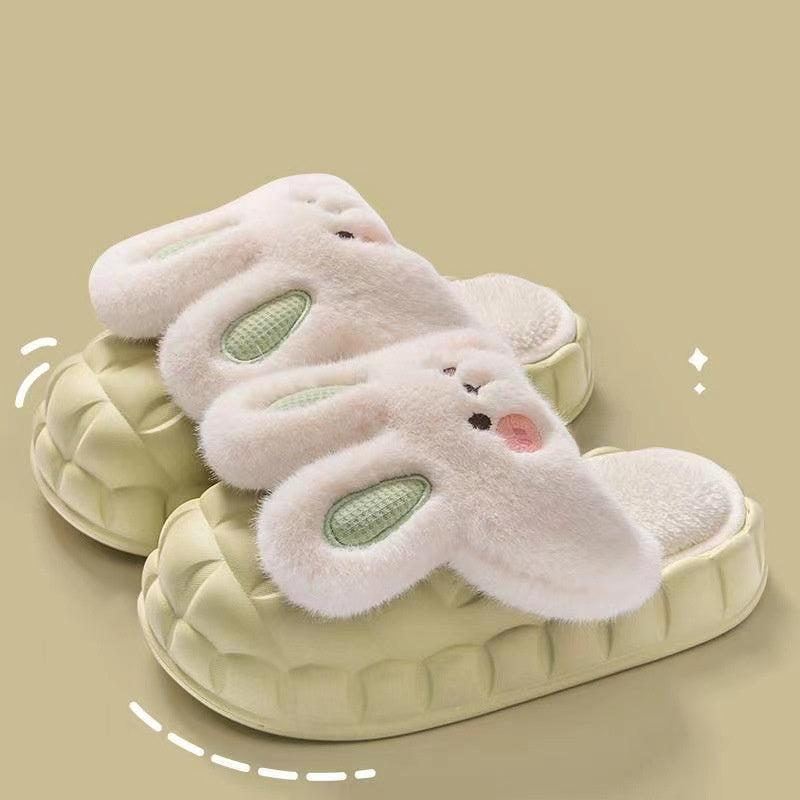 Śliczne buty królika Zimowe puszyste kapcie Damskie odpinane zmywalne buty domowe