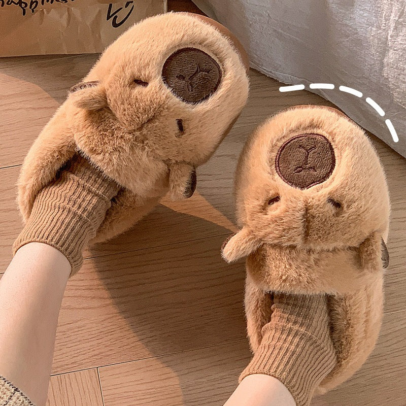 Plush Capybara Slippers Comfortable