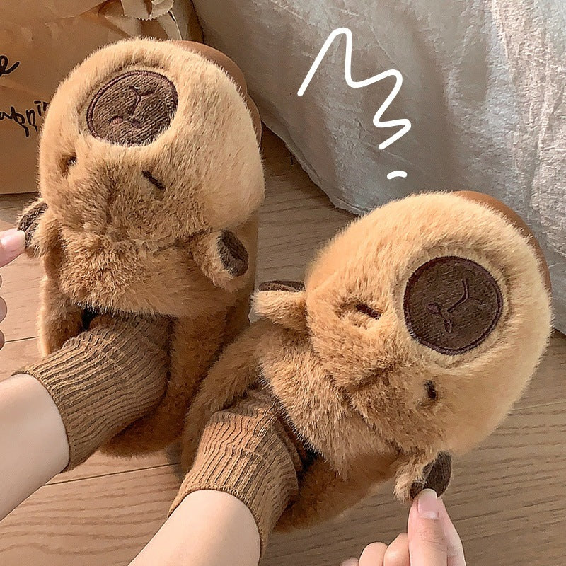 Plush Capybara Slippers Comfortable