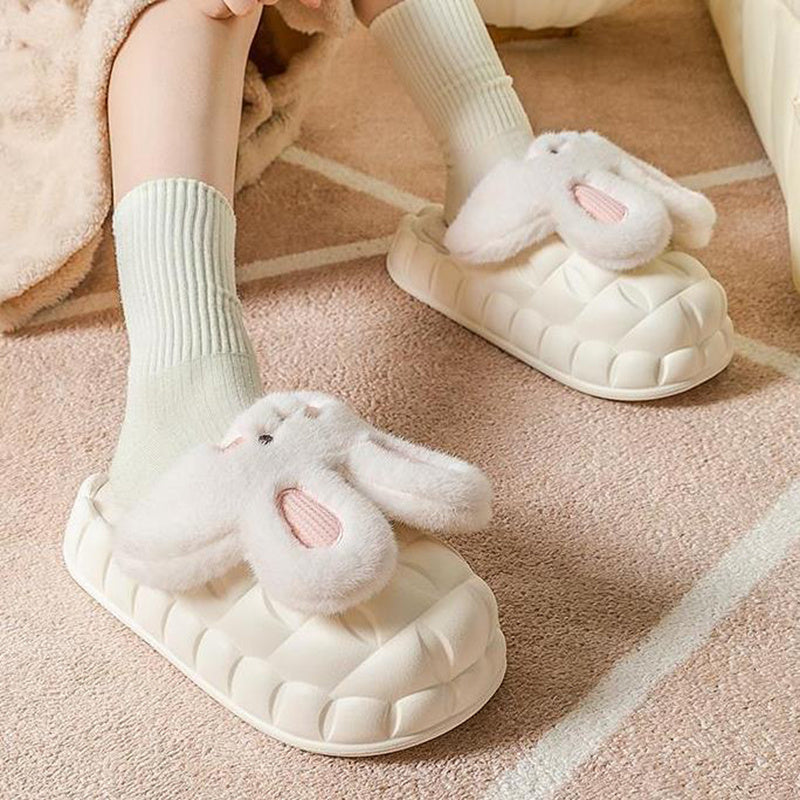 Śliczne buty królika Zimowe puszyste kapcie Damskie odpinane zmywalne buty domowe
